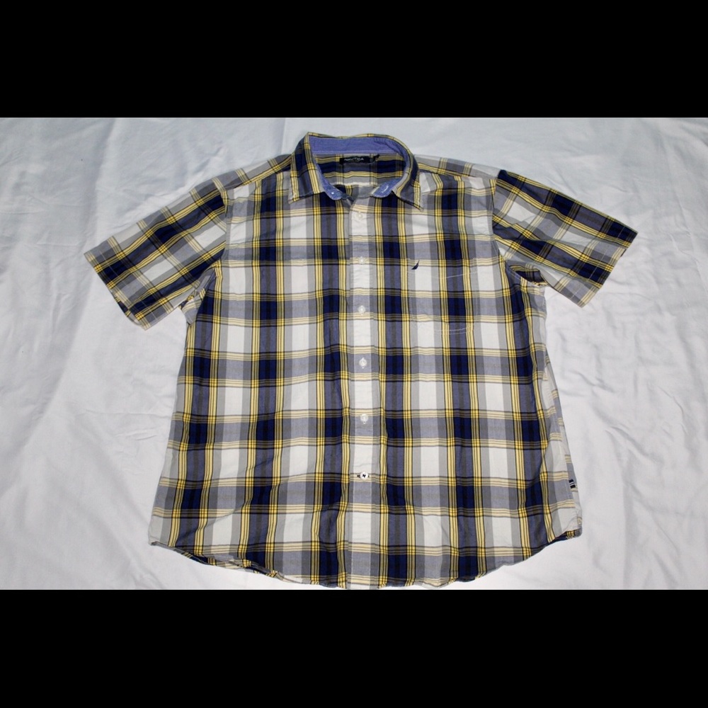 Yellow Blue White Plaid Shirt